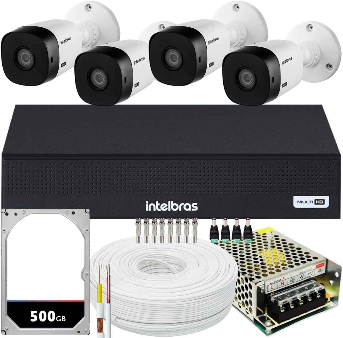 Kit Cftv 4 Cameras Full Hd Vhl 1220 Dvr Intelbras 1004-c 4x1