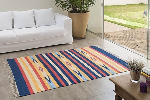 Tapete Kilim - 1,40M x 2,00M - 100% Algodão - Desenho 001 - Niazitex - 1