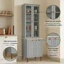 Ver imagem 5 de Paneleiro de Cozinha com 4 Portas e Vidro Americana Cinza Crystal