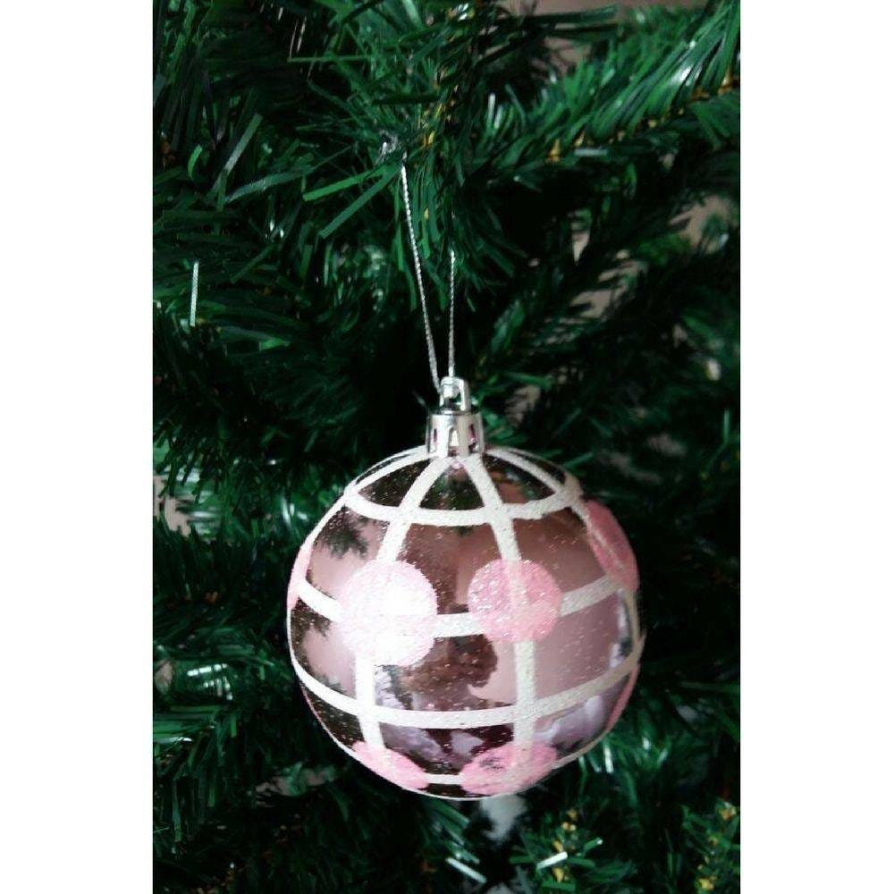 Conjunto de Bola de Natal Rosa 8cm 6 peças Empório das Flores - 2