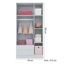 Guarda Roupa Roupeiro Infantil Doce Sonho 2617 Qmovi Cinza Acetinado - 2