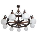Ver imagem 1 de Lustre Roda de Carroça Envelhecido 9 Lâmpadas 609e
