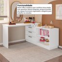 Ver mais imagens de Penteadeira em L com 3 Gavetas e 2 Nichos Flex Multimóveis Crrui-CMO003 Branco
