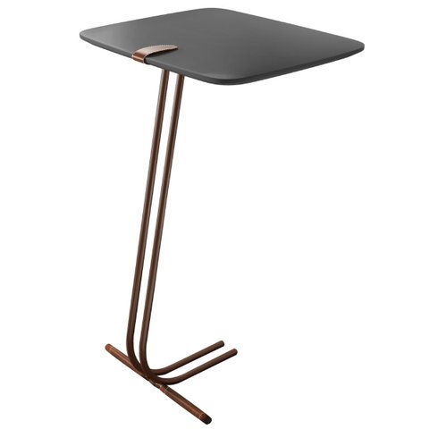 Mesa Apoio Lateral para Sofá Lisboa Pé Café LarFlex:Laca Concreto