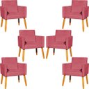 Ver imagem 1 de Kit 6 Poltronas Decorativas para Sala para Recepção Consultório Nina Suede Cores Pé Palito 30cm Cast