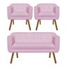 Kit Sofá Retrô Namoradeira 02 Lugares e 02 Poltronas Júlia​ Suede Rosa Bebê - D'Rossi - 1