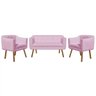 Kit Sofá Retrô Namoradeira 02 Lugares e 02 Poltronas Júlia​ Suede Rosa Bebê - D'Rossi - 2