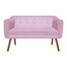 Kit Sofá Retrô Namoradeira 02 Lugares e 02 Poltronas Júlia​ Suede Rosa Bebê - D'Rossi - 3