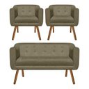 Ver imagem 1 de Kit Sofá Retrô Namoradeira 02 Lugares e 02 Poltronas Julia​ Suede Marrom Rato - D'Rossi