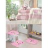 Kit Decoração Banheiro = Toalhas de Banho Coroa + Jogo de Tapete Ursinha - Rosa - 1