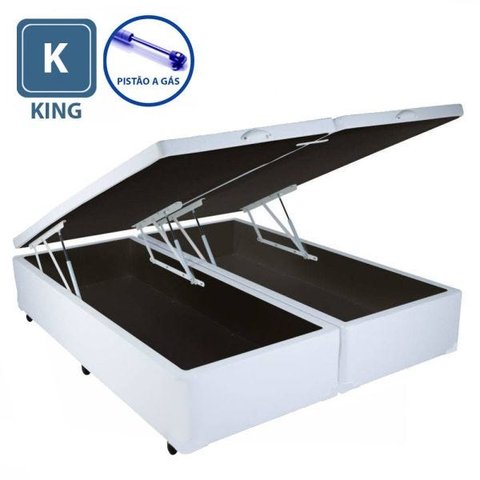 Cama Box King Size com Baú Pistão a Gás Bipartido - 193x203