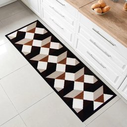 Passadeira Cozinha Uzoo 140x44cm Xadrez Diagonal Marrom - 2