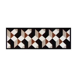 Passadeira Cozinha Uzoo 140x44cm Xadrez Diagonal Marrom - 1