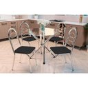 Ver imagem 1 de Sala de Jantar Completa Volga C/ Tampo de Vidro 95x95cm e 4 Cadeiras Holanda Cromada - Preto -