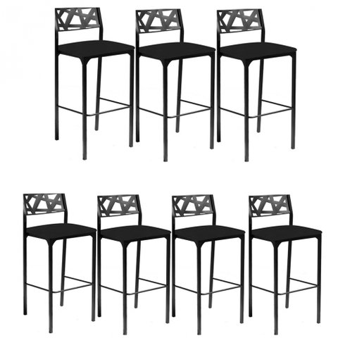 Kit 7 banquetas Luiza corino preto-Gat Magazine