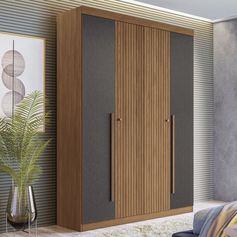 Guarda-roupa Casal Buriti 4 Portas 2 Gavetas Ripado Flex Jatoba/grafite 16244 - Santos Andirá
