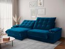 Ver imagem 1 de Sofá Thor 2,50cm com Super Pillow e Molas Ensacadas Veludocristal- Netsofas - Azul Marinho