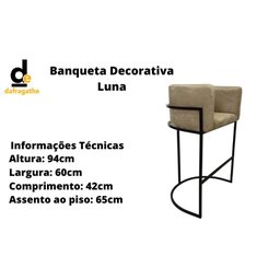 Banqueta Decorativa Luna Bege Areia/preta - 3