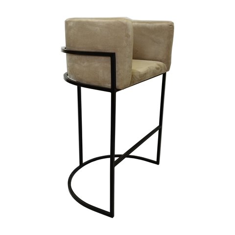 Banqueta Decorativa Luna Bege Areia/preta