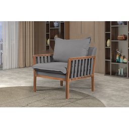 Poltrona Decorativa Jeniffer linho Cinza Escuro - 2