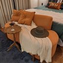 Ver imagem 3 de Sofá Orgânico 2 Lugares c/2 Almofadas Curvo Sala Recepção Boucle Terracota - Montanaris Decor