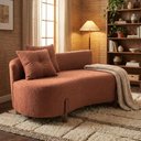 Ver imagem 2 de Sofá Orgânico 2 Lugares c/2 Almofadas Curvo Sala Recepção Boucle Terracota - Montanaris Decor