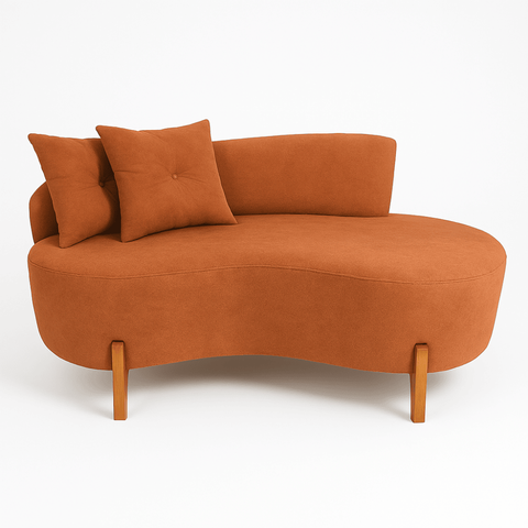 Sofá Orgânico 2 Lugares C/2 Almofadas Curvo Sala Recepção Boucle Terracota - Montanaris Decor