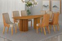 Ver imagem 1 de Conjunto Jantar 08 Cadeiras Maciça 2x1 Pilar M - Arbo Design - Cinamomo Linho Palha