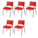 Ver imagem 1 de Cadeira Iso Base Cinza, Igreja, Escola, Escritório - Vermelho Kit 5 Peças