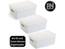 Ver imagem 2 de Kit 3 Caixas Organizadoras com Tampa Média 4,5 Litros Rattan
