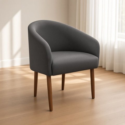 Poltrona Estofada para Sala de Estar Luna Suede - Élpis Móveis - Cinza Escuro