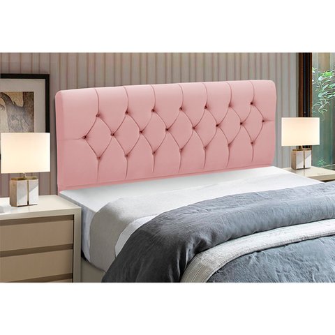 Cabeceira Cama Box Estofada Madeira Queen Size Madri:rosa