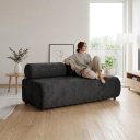Ver imagem 3 de Sofá 3 Lugares e Puff para Sala Orgânico Nara Base Fixa Suede D03 - D'Rossi