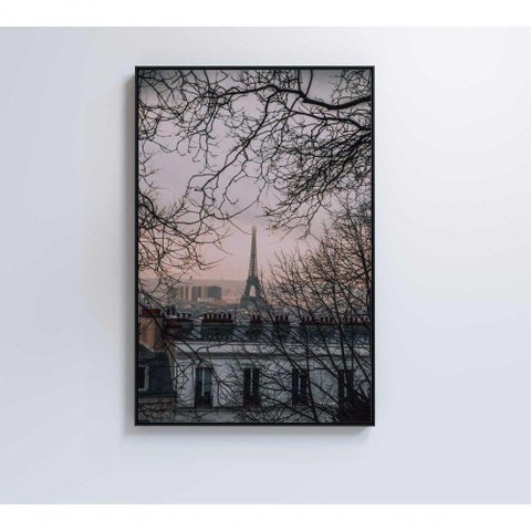 Quadro Torre Eiffel Neblina 80x120 Cm Tecido Canvas