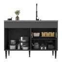 Ver imagem 2 de Balcão de Cozinha Gabinete Pia 120cm 2 Portas 1 Gaveta Milano Multimóveis Mp2385 Cinza