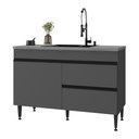 Ver imagem 1 de Balcão de Cozinha Gabinete Pia 120cm 2 Portas 1 Gaveta Milano Multimóveis Mp2385 Cinza