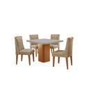 Ver imagem 2 de Mesa de Jantar Eloise 90cm Tampo Mdf Vidro Canto Copo com 4 Cadeiras Isadora Moderna Mobília