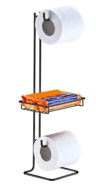 Suporte Porta papel higiênico de chão duplo com porta objetos Ônix Future 1182OX - 1
