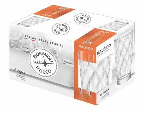 Jogo de 6 copos Vidro para água suco 370 ml Kaleido Bormioli - 3