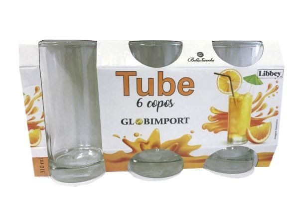 Jogo de 6 copos Vidro Long Drink água suco 310 ml Tube - 2
