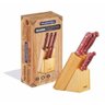 Jogo de Facas Inox com Cepo 6 Peças Polywood Tramontina 21199783 Mogno - 1