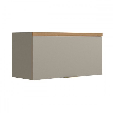 Armário Aéreo Cozinha 80 Cm Renard 1 Porta 100% Mdf Jequitibá/gris Fosco - Pnr Móveis