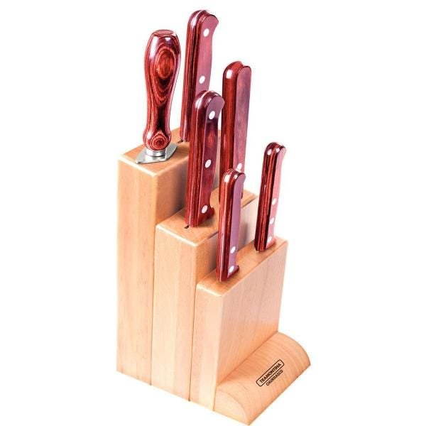 Conjunto de Facas Tramontina 7 peças Polywood Inox 21199/779 Vermelho - 1