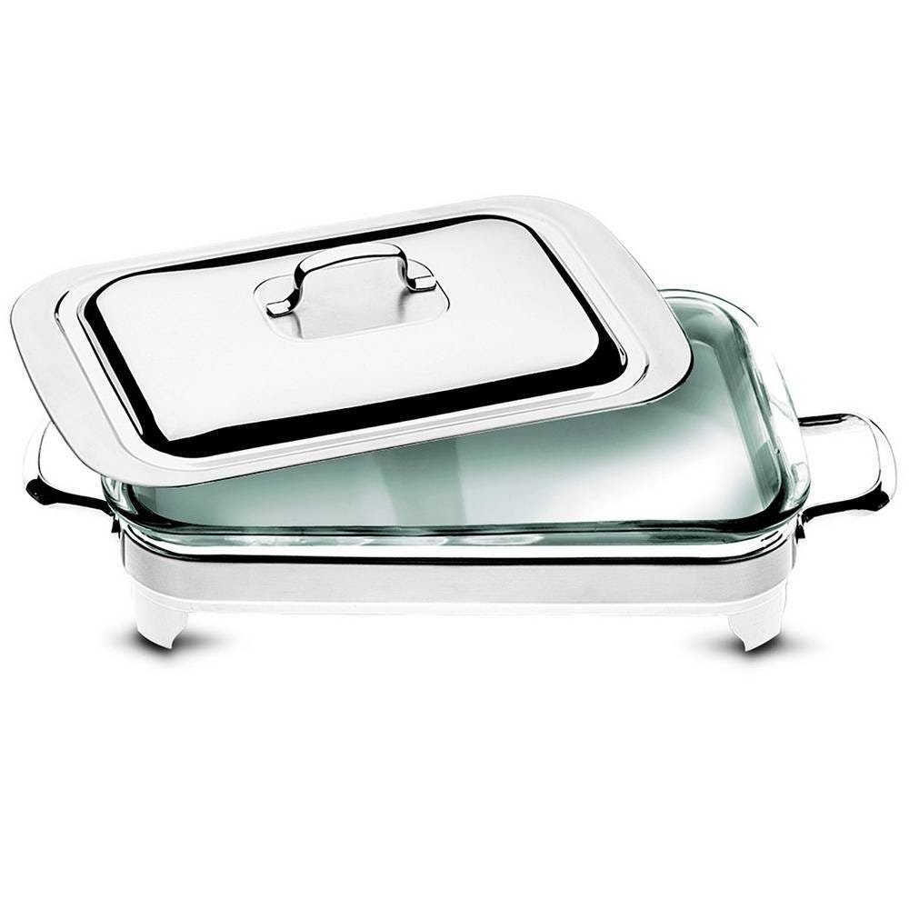 Porta refratário retangular com vidro e tampa Cosmos - 61112-320 - Tramontina - Inox - 2