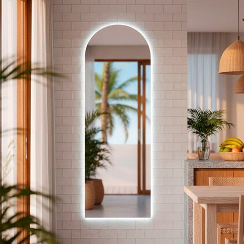 Espelho de Parede Orgânico Vitral Led Frio Corpo Inteiro 150x50cm Banheiro Sala Quarto