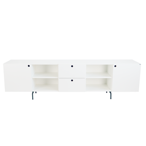 Rack Tube 2 Portas 2 Gavetas 2 Nichos 220x62x42 Branco Real - Mdf Arauco