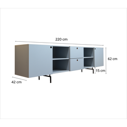 Rack Tube 2 Portas 2 Gavetas 2 Nichos 220x62x42 Branco Real - Mdf Arauco - 4
