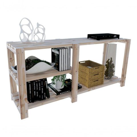 Conjunto Armário Moderno Moderno Organizar Novidade 100% Pinus Simples e Aparador Minimalista