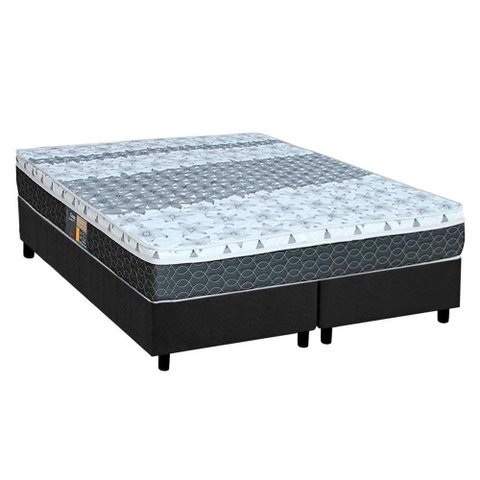 Cama Box King: Colchão Molas Castor Bonnel System Class + Base CRC Suede Cinza(193x203)
