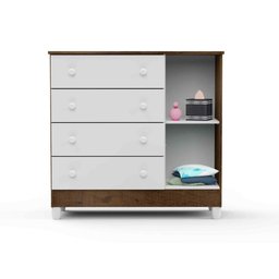 Quarto de Bebê Gabrielle Berço 3 em 1 Cômoda Infantil com Porta Branco Amadeirado Carolina Baby - 5
